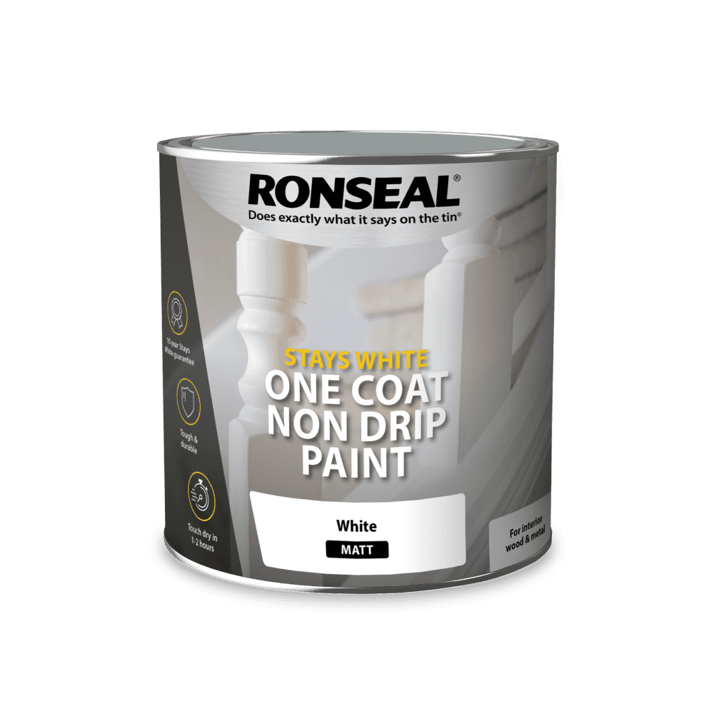 Ronseal Stays White OC  Trim Paint- White Matt 750ml