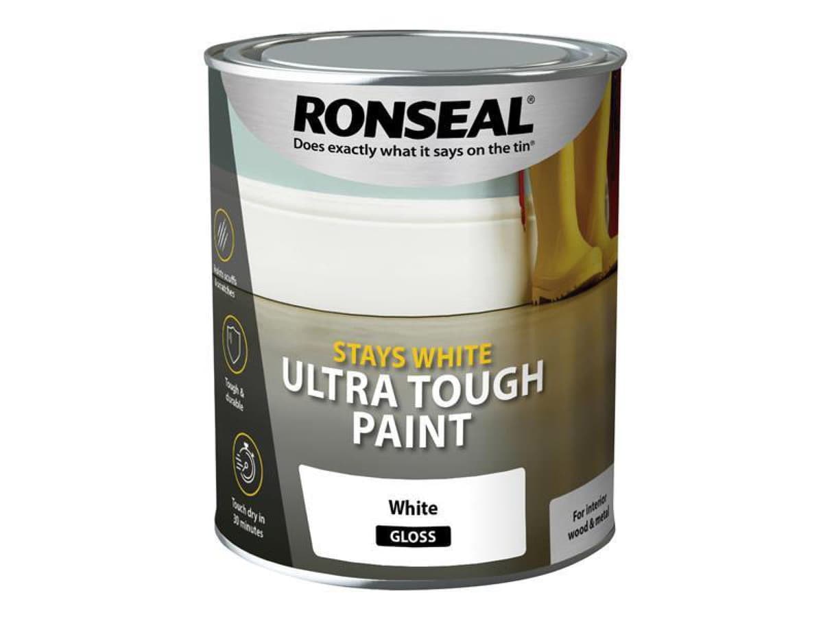 Ronseal Stays White Ultra Tough Trim Paint White Satin 750ml