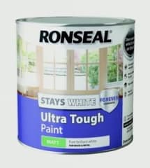 Ronseal Stays White Ultra Tough Trim Paint White Gloss 2.5Ltrs