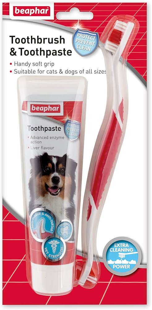 Beaphar Toothbrush and toothpaste dental kit 100g for dogs image