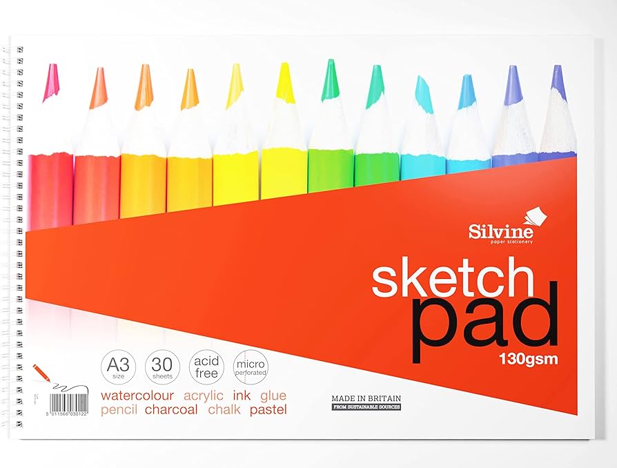 Silvine A3 Pictorial Sketchpads 16 Leaves Plain (Unruled) image