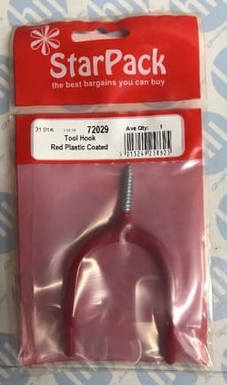 Star Pack RED PLASTIC COATED HOOK TOOL(72029) 1