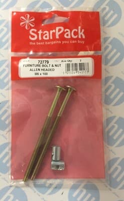 Star Pack FURNITURE BOLT & NUT ALLEN HEADED M6 x 150(72989) 1