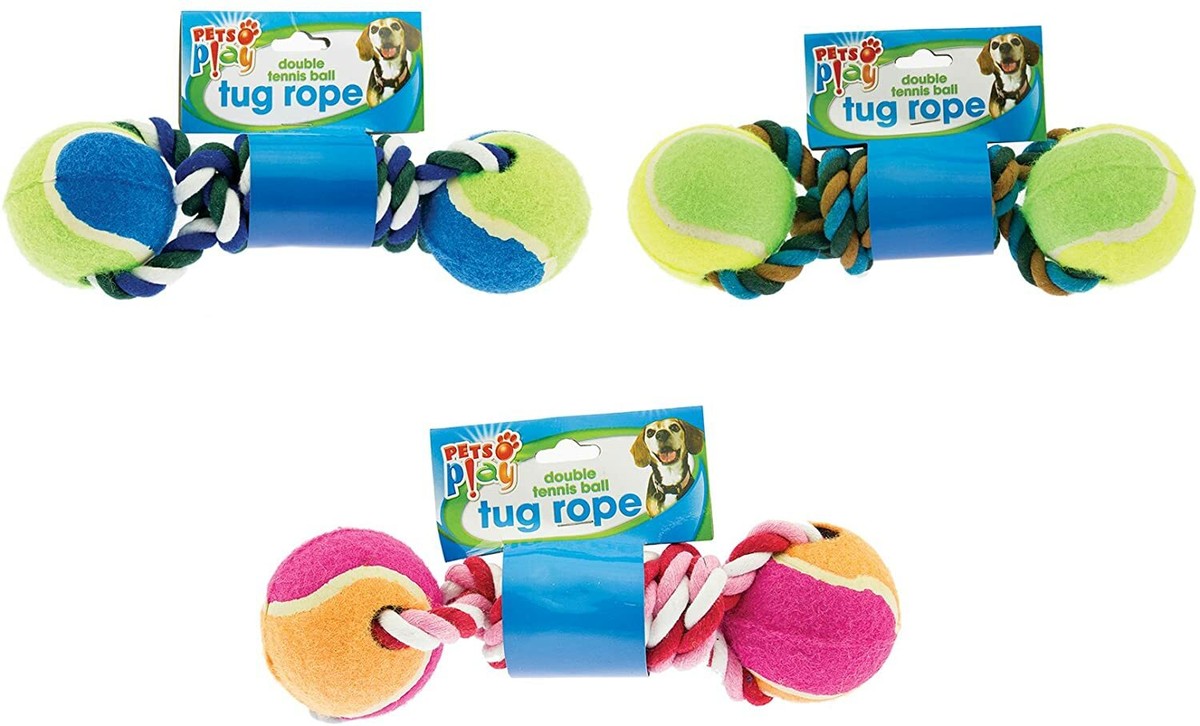 151 Pets Play  Double Tennis Ball Tug Rope (pap1069) image