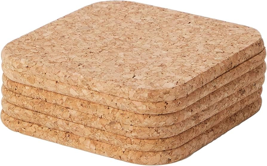 Apollo Set of 6 Square Cork Coasters 10cm