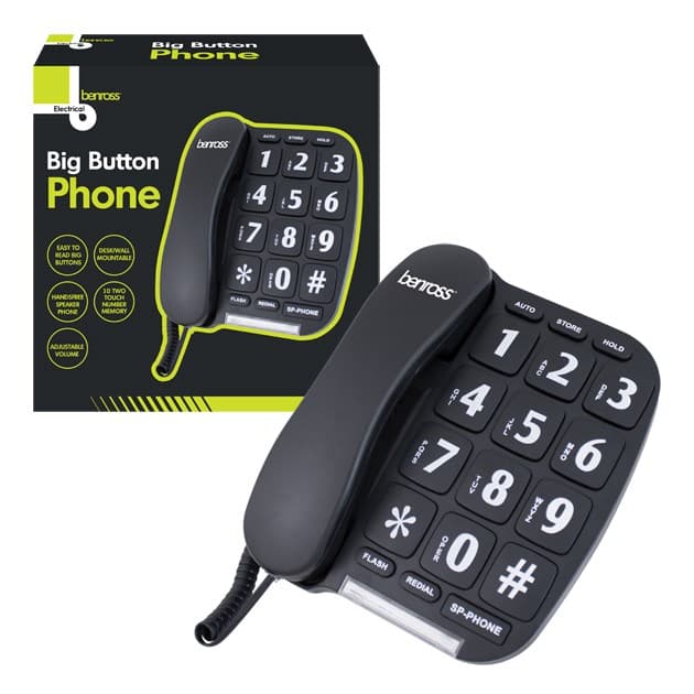 BENROSS  Jumbo Button Telephone - Black