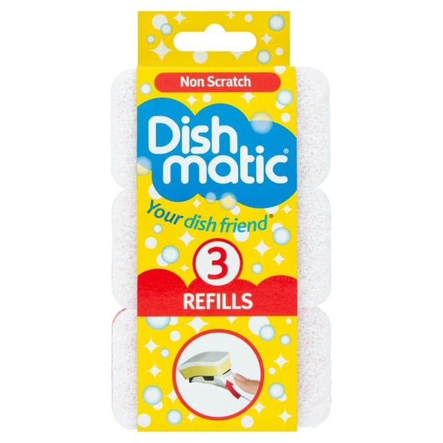Dishmatic Refills 3pk Non Scratch white sponges