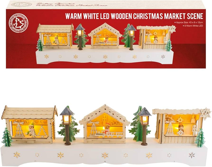BENROSS Battery Operated Wooden Christmas Scene - 18 LED image