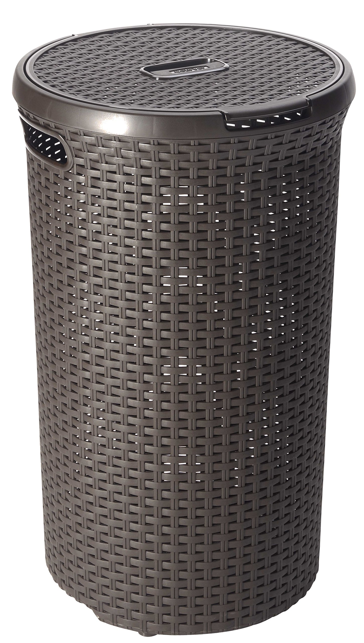 Curver Rattan Round Hamper - 48L   Dark Brown image