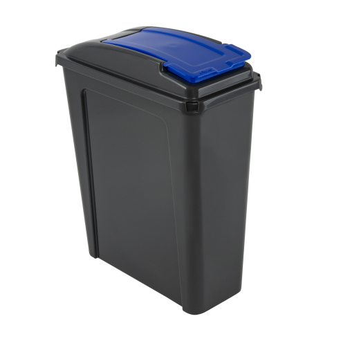 WHAM  recycling 25l Slimline Bin & Lid Graphite/gen. Blue image