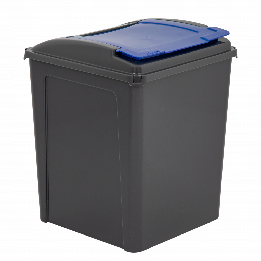 WHAM  recycling 50l Bin & Lid Graphite/gen. Blue image