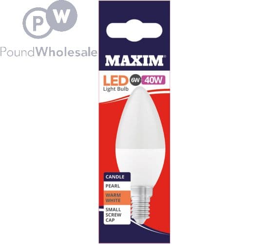 STATUS Maxim Warm White 6w = 40w  Bc Gls Candle Led Bulb C35 10pack