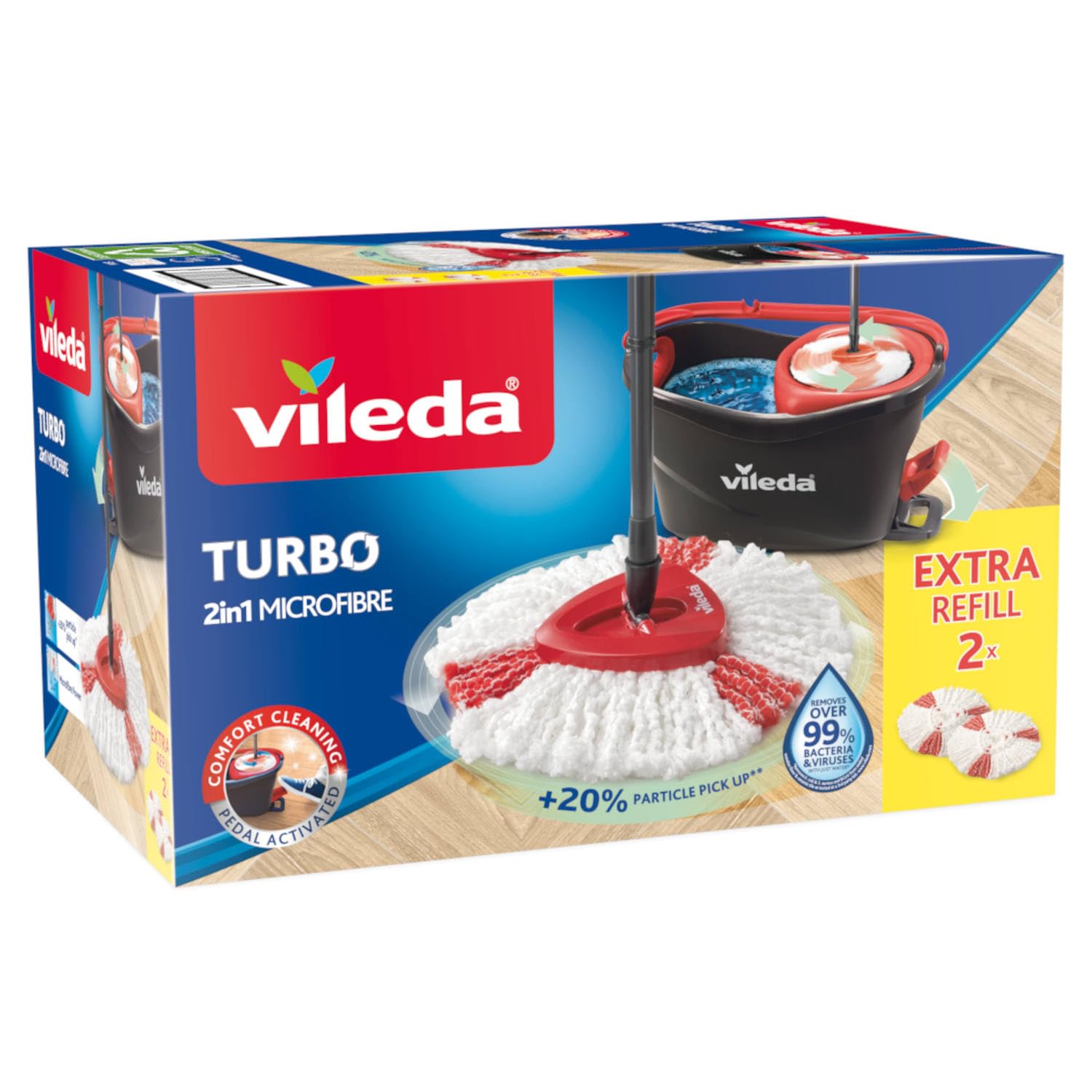 Vileda Easy Wring & Clean Turbo mop and bucket set boxed image