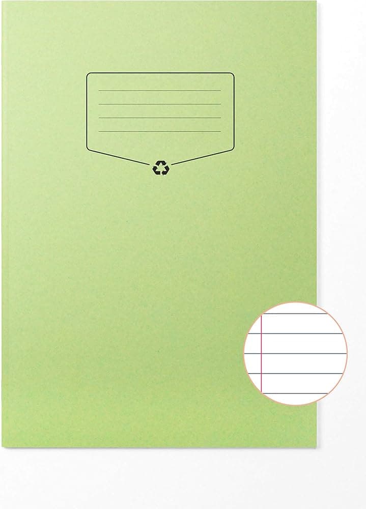 Silvine A4 Exercise Book 40 LVS Green (EX110) - Lined with margin