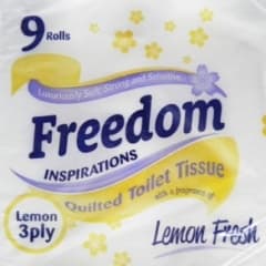 Freedom 45 Rolls Of  Lemon Toilet Paper 3Ply  9pk x 5 