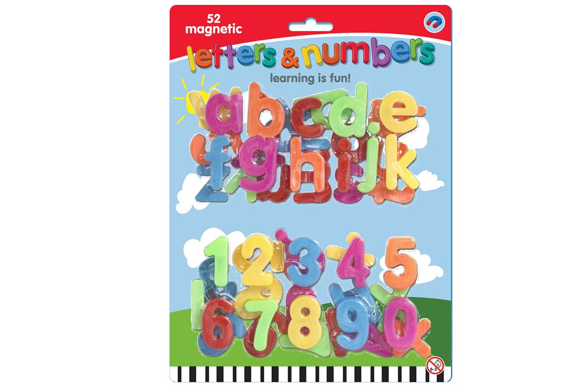Kandy Toys 52pc Magnetic Plastic Letters & Numbers On Blistercard