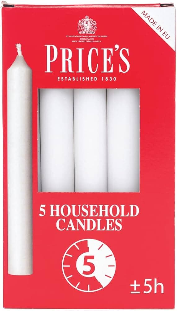 ESSENTIAL BOX 5 WHITE HOUSEHOLD CANDLES
