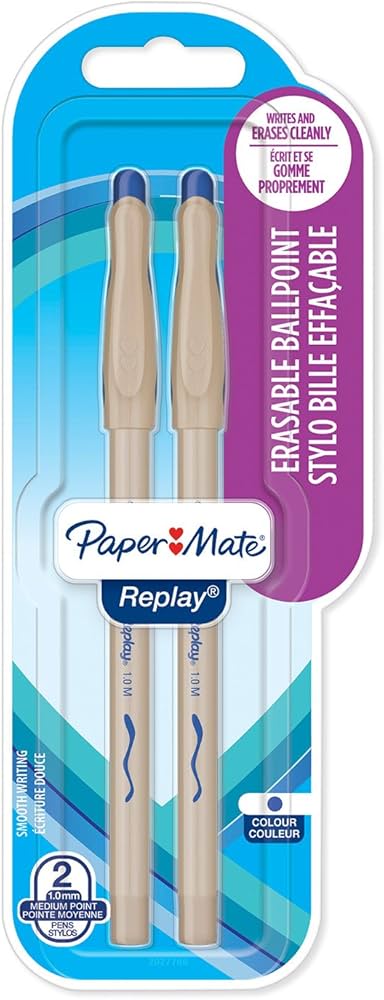 Paper Mate Replay Erasable Ball Pen Medium Tip 1.0mm - Assorted Colours - Pack of 8+2 image