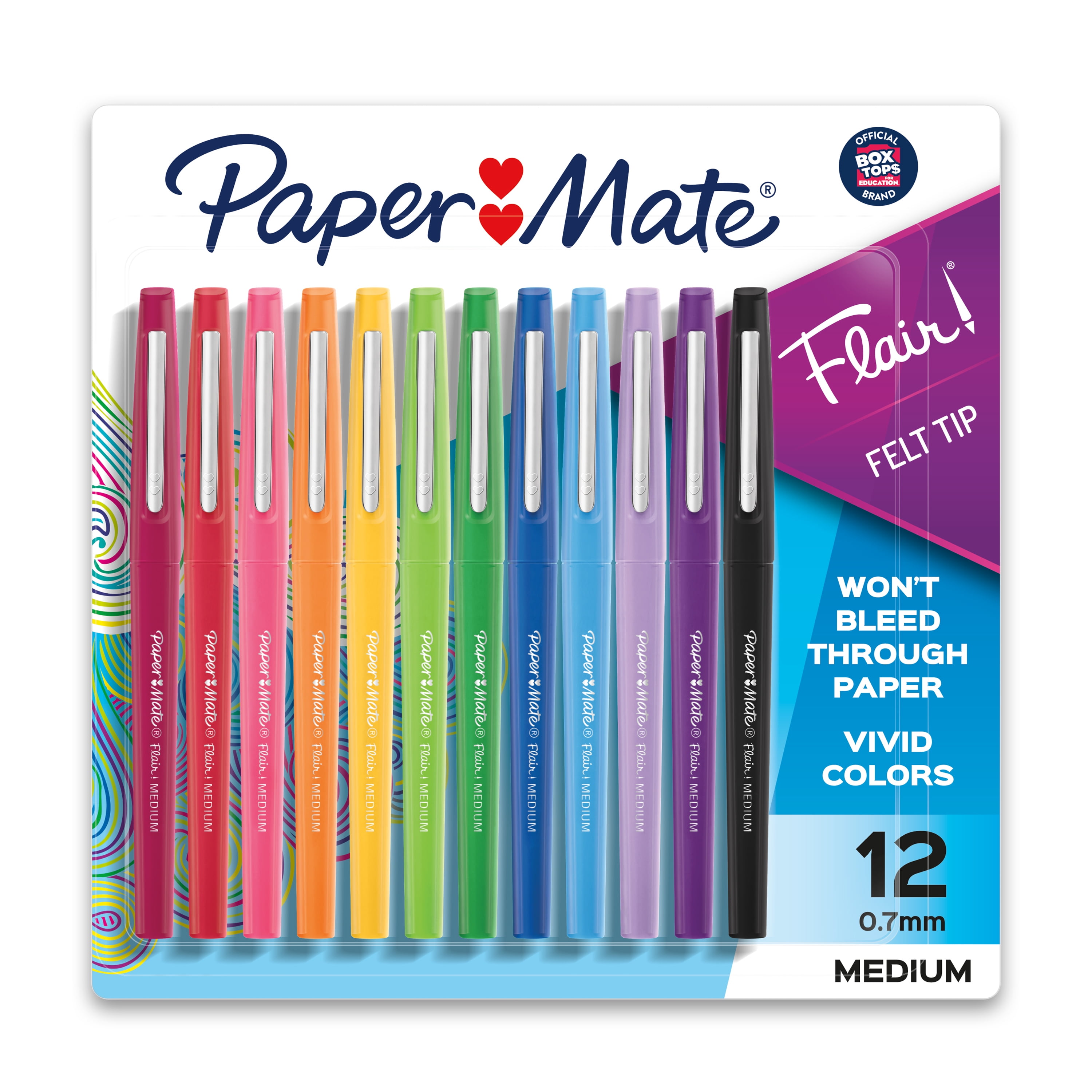 Paper Mate Flair Fine Fibre Tip Pen 0.8mm - Blue - Box of 12 image