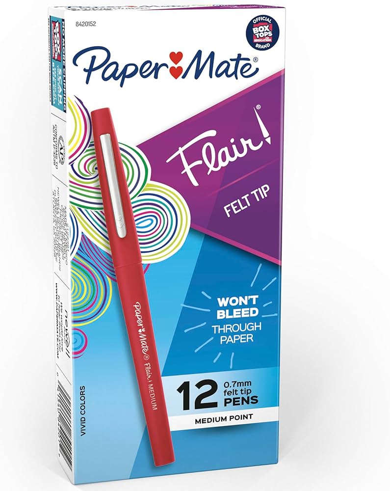 Paper Mate Flair Ultra Fine Fibre Tip Pen - Red -  Box of 12 image