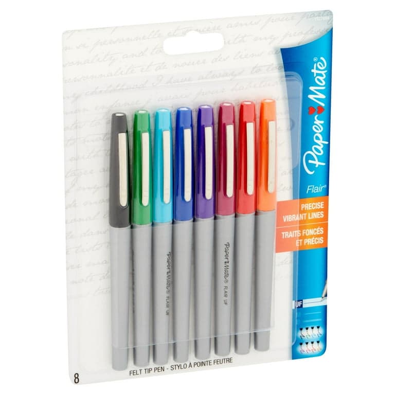 Paper Mate Flair Ultra Fine Fibre Tip Pen 0.5mm - Assorted Fun Colours - Wallet of 4