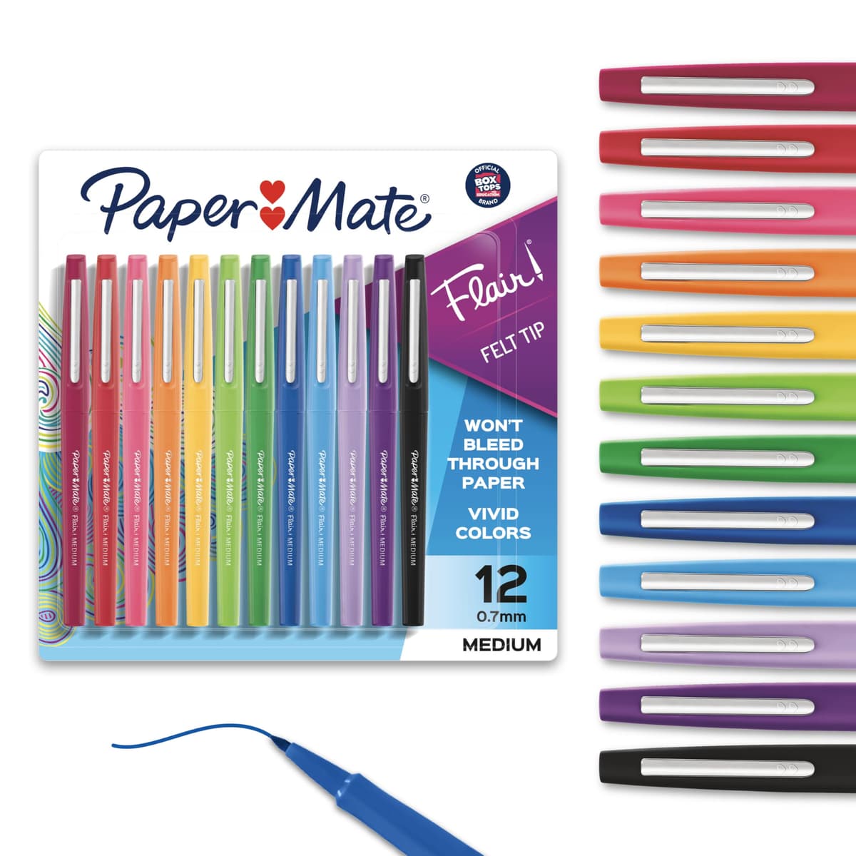 PaperMate Flair Original Felt Tip Pen, Medium - Assorted Colours - Pack of 10