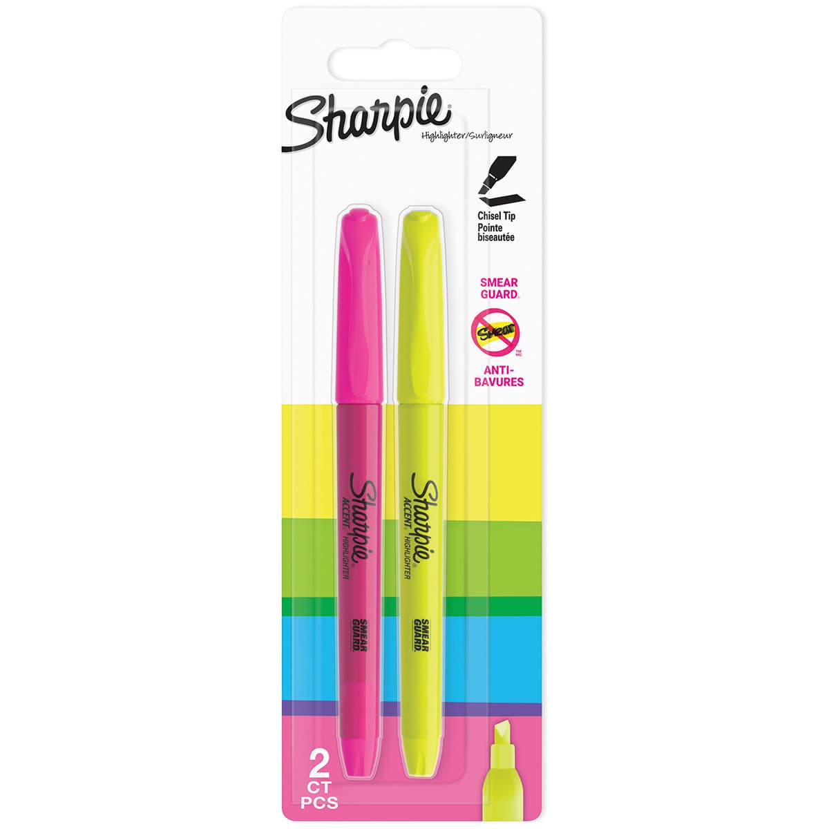 Sharpie Accent Pocket Highlighter Chisel Tip - Yellow/Pink - Pack of 2