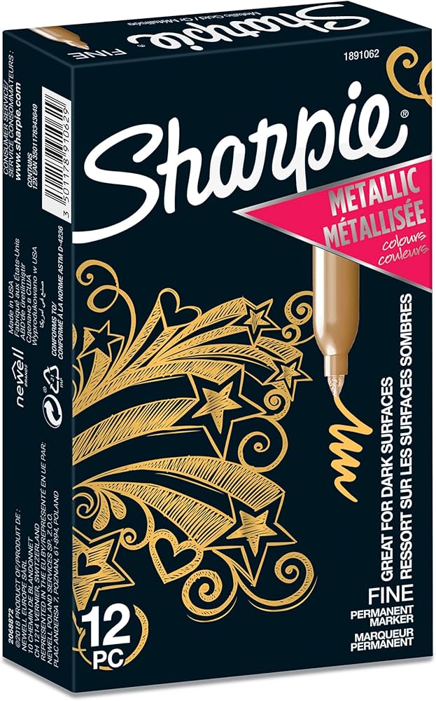 Sharpie Fine Point Metallic Permanent Marker - Gold - Pack of 12 image