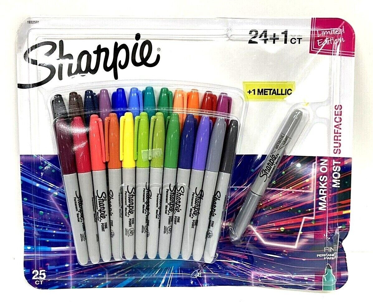 Sharpie Fine Point Metallic Permanent Markers - Assorted Metallic Colours - Pack of 24 image