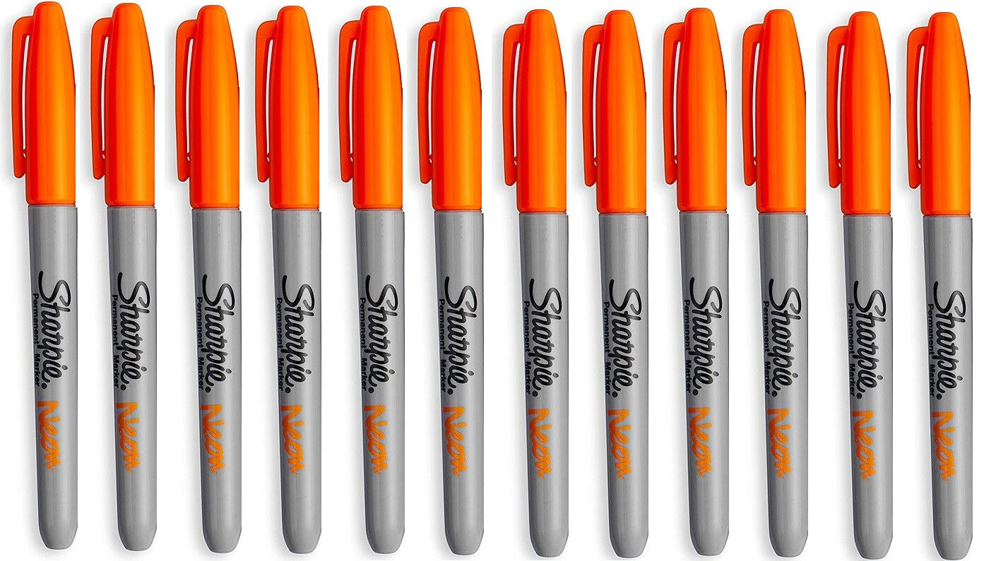 Sharpie Fine Tip Permanent Marker - Neon Orange - Pack of 12 image