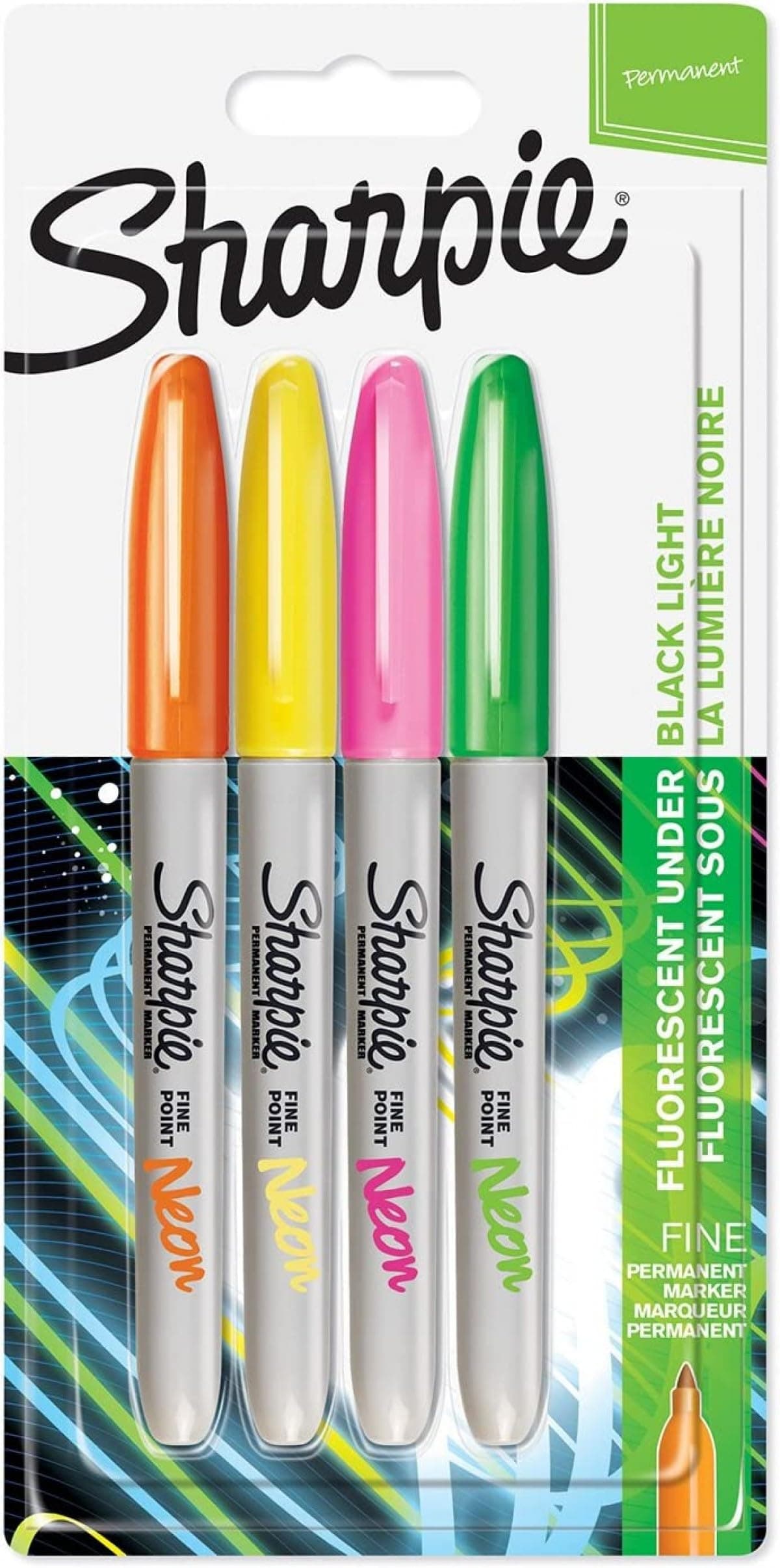 Sharpie Fine Neon Pens - Assorted Colour - Pack of 2