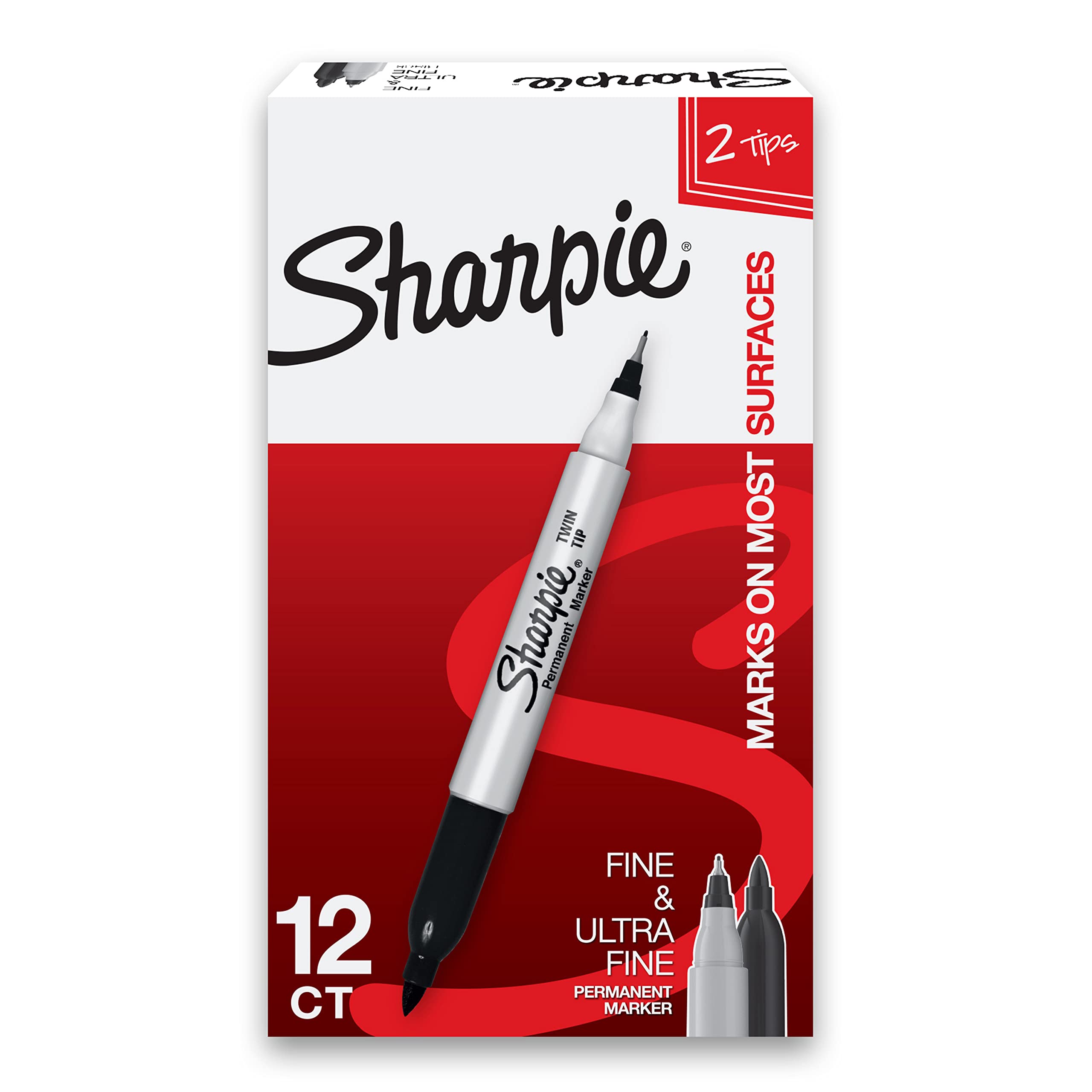 Sharpie Twin Tip Permanent Marker - Black - Pack of 12 image