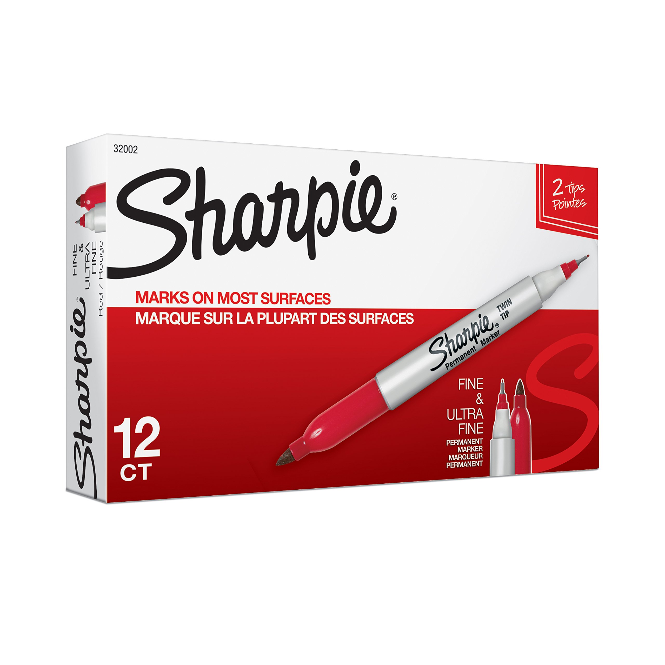 Sharpie Twin Tip Permanent Marker - Red - Pack of 12 image