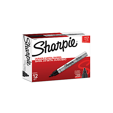 Sharpie Metal Barrel Permanent Marker Small Chisel Tip Assorted Colours - Pack of 4