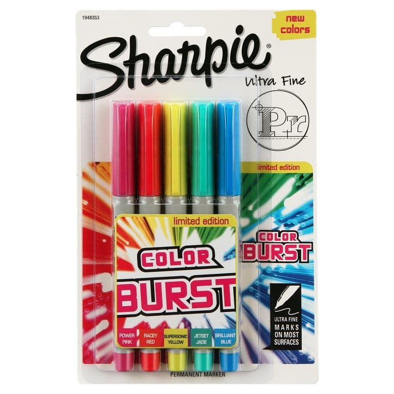 Sharpie Fine Permanent Marker - Colour Burst - Pack of 5