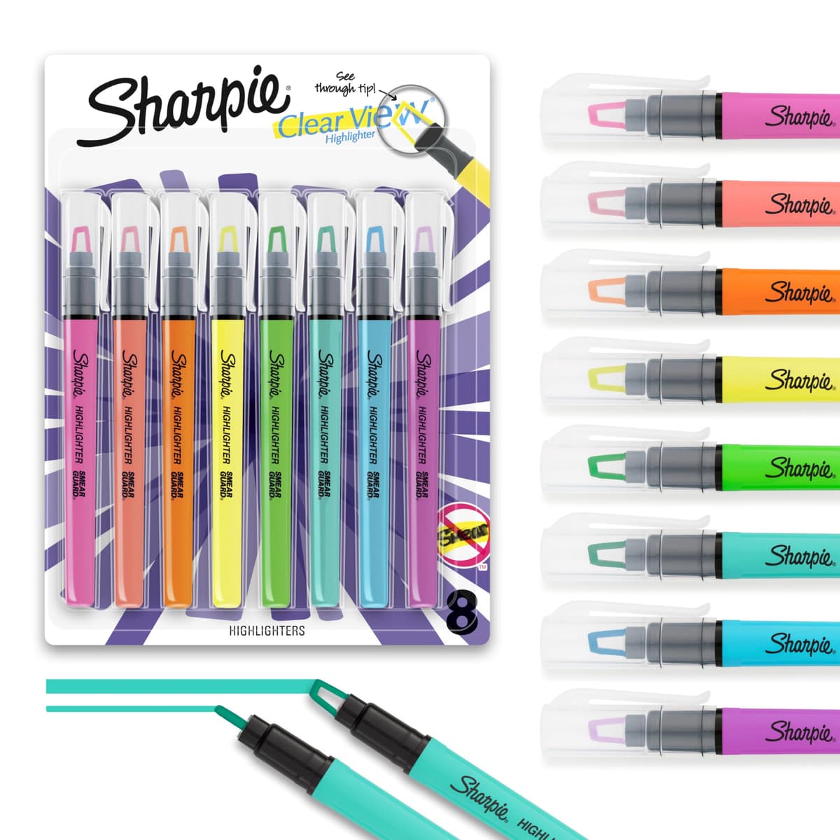 Sharpie Clear View Highlighter Stick - Assorted Colours - Pack of 4
