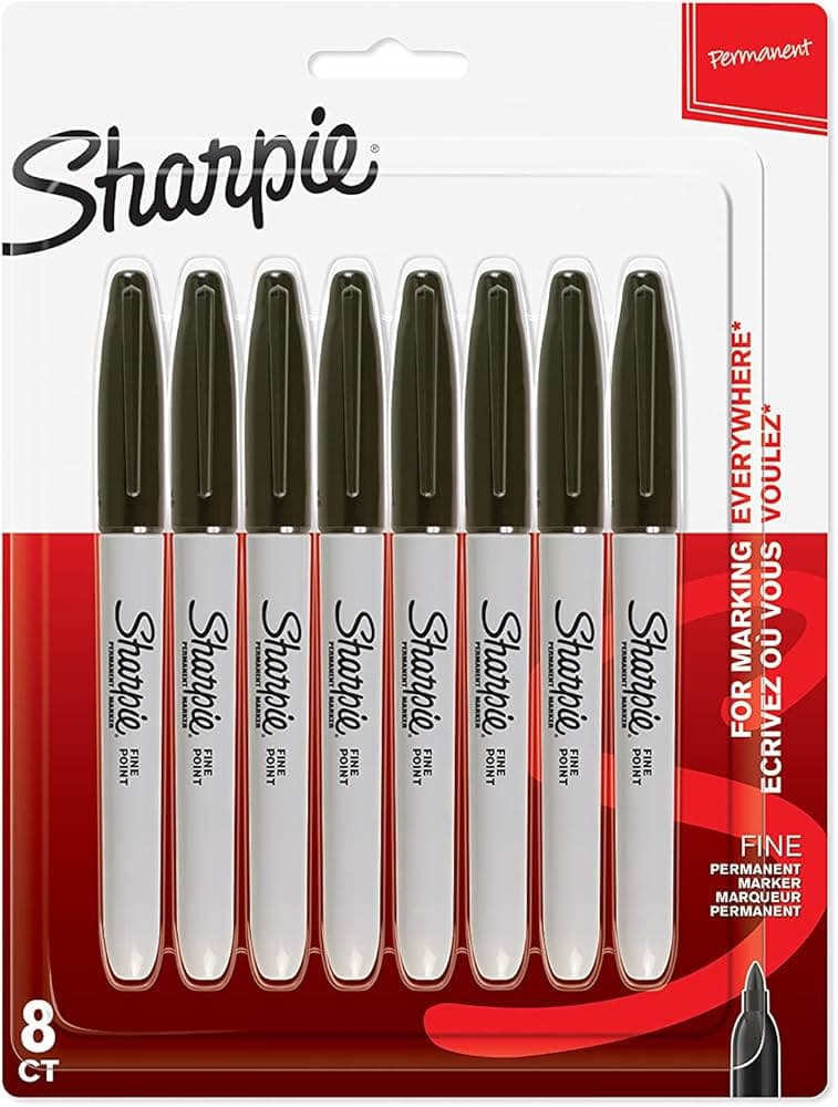 Sharpie Permanent Markers, Fine Tip - Black - Pack of 8