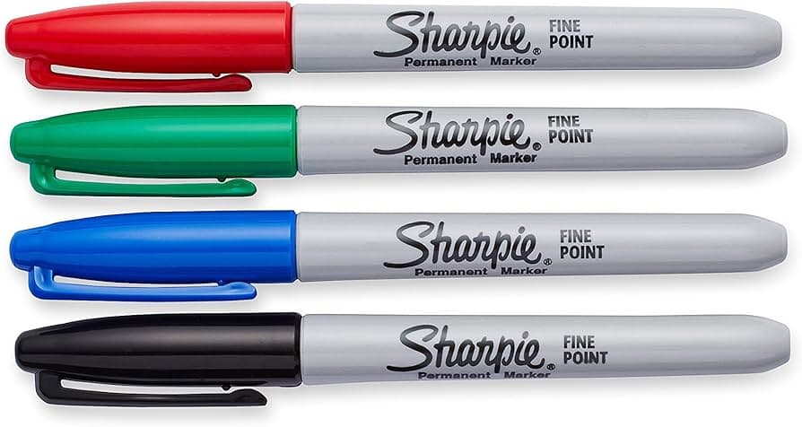 Sharpie Permanent Markers, Fine Tip - Assorted Standard Colours - Pack of 4
