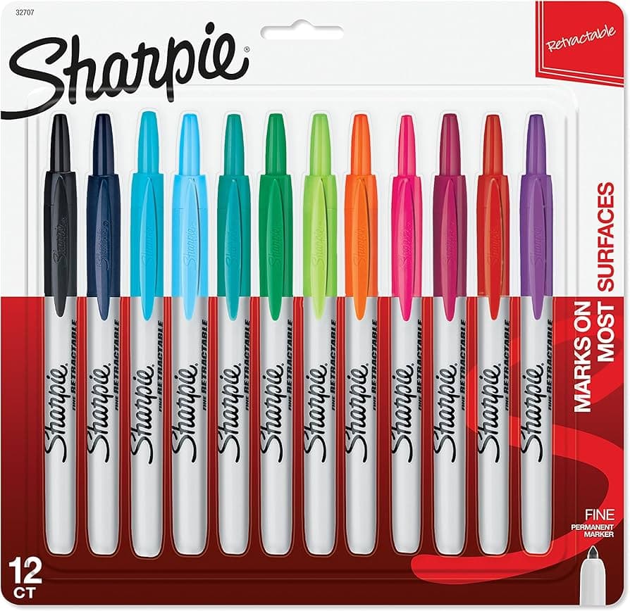 Sharpie Permanent Markers, Retractable Fine Tip - Assorted Fun Colours - Pack of 4