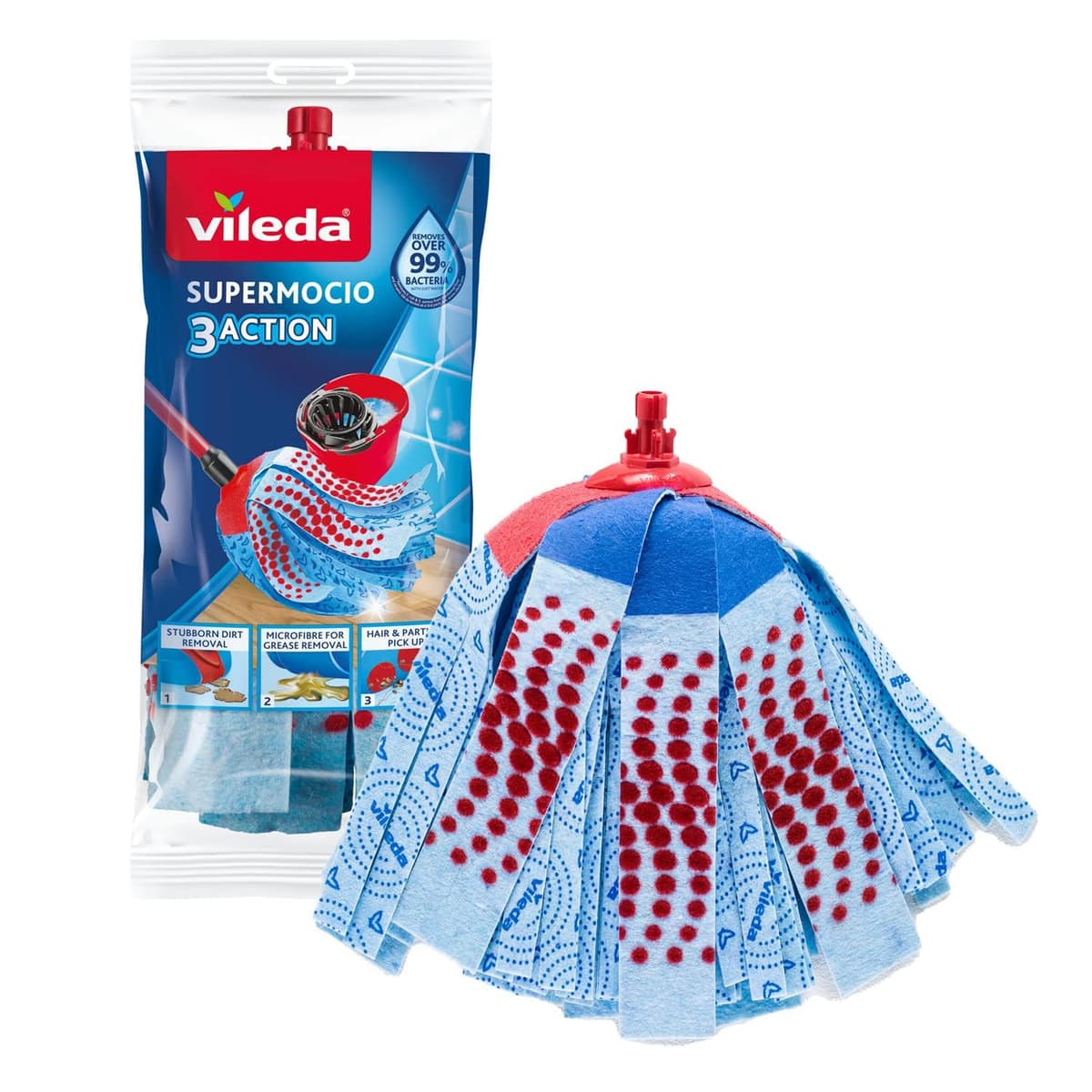 Vileda Supermocio Mop & Free Refill (Blue)