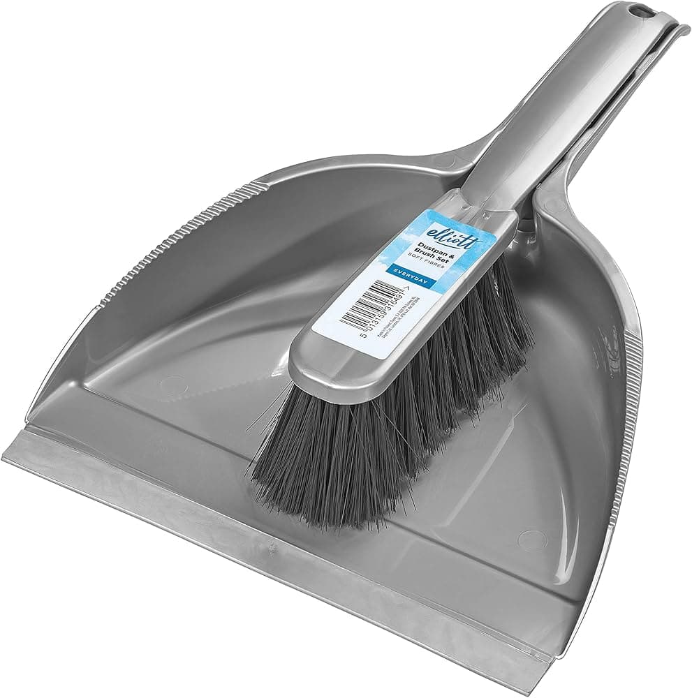 Elliotts Dustpan & Brush Set Silver Stiff