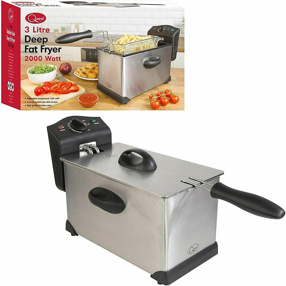 QUEST 3 Ltr Stainless Steel Deep Fat Fryer
2000w