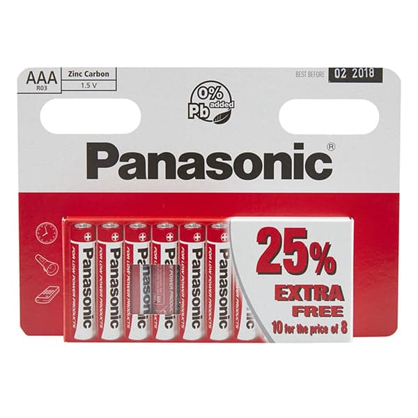 Panasonic AAA(R03) 10pk Zinc Carbon Batteries