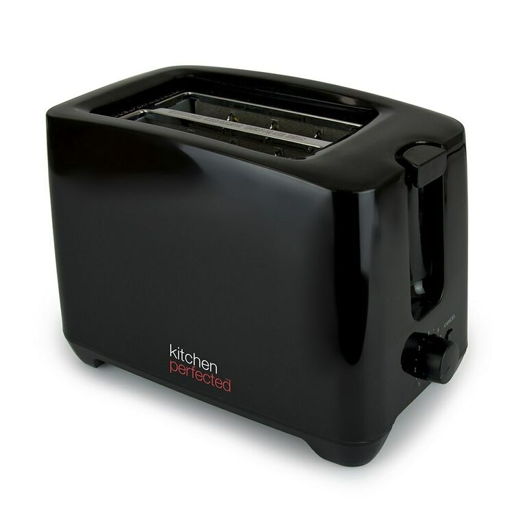 LLOYTRON *** Kitchen Perfected 2 Large Slice Wide Slot Toaster With Bagel Black image
