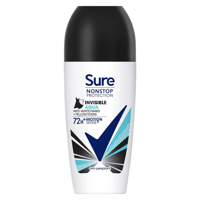 Sure Roll On 50ml Invisible Aqua PK6 image