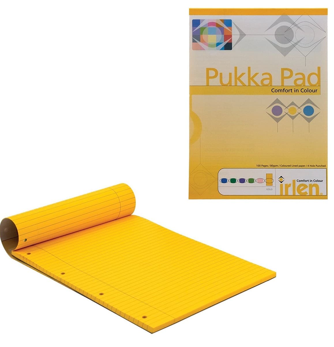 Pukka A4 Coloured Pad 80gsm Ruled With Margin 100 pages 50 sheets - Gold - SINGLE PRICE