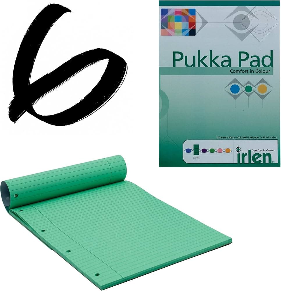 Pukka A4 Coloured Pad 80gsm Ruled With Margin 100 pages 50 sheets - Green