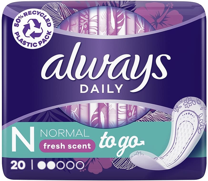 Always Dailies Singles Individual Pocket Liner Fresh Normal 20s - - Fresh Scent 