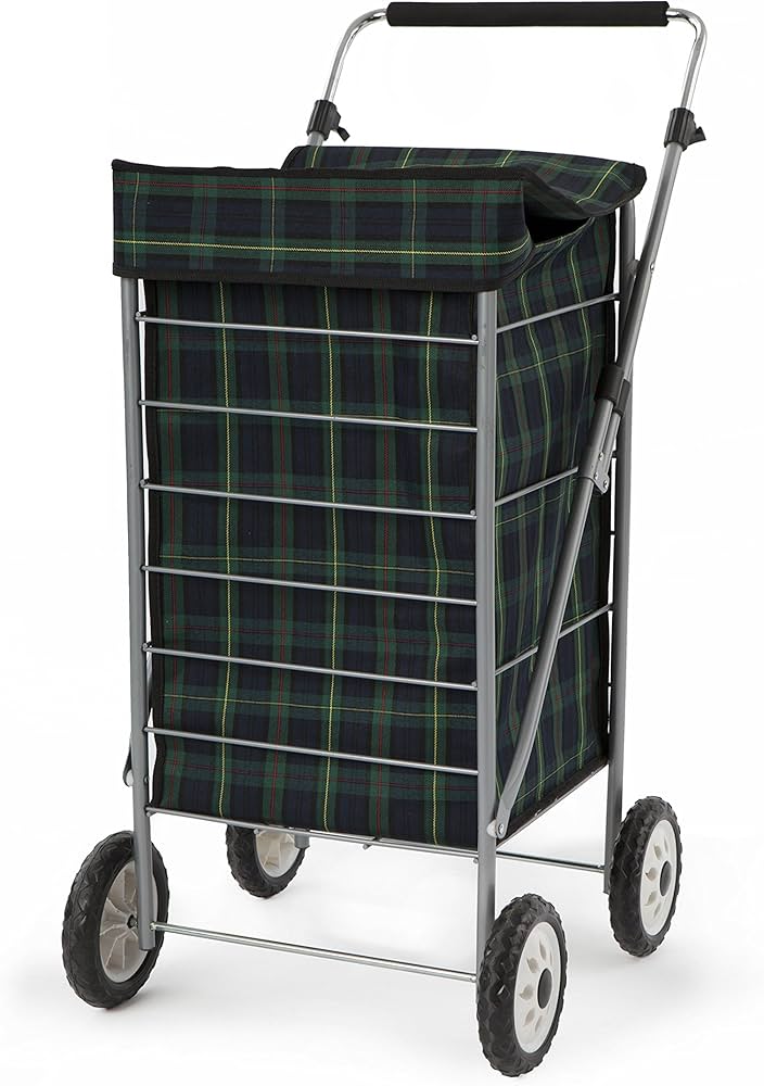 Sabichi Angus Blue & Green Tartan 4 Wheel Shopping Trolley image