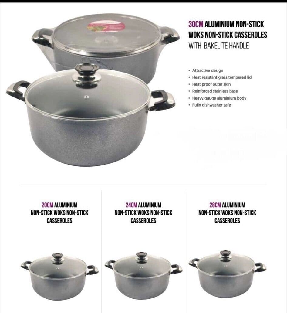 NT Prima 24cm  High Quality Non-stick Casserole Pot Pan With Bakelite Handles Saucepan (15140c)
